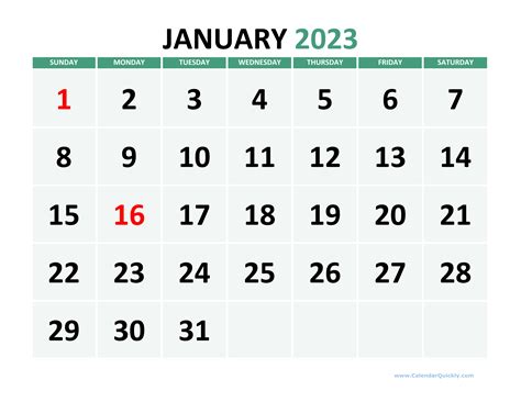 2023 Calendar Large Print - Printable Template Calendar