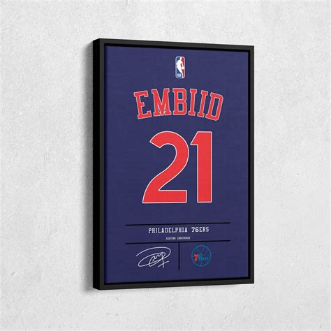 Joel Embiid Jersey Art Philadelphia 76ers NBA Wall Art Home Decor Hand ...