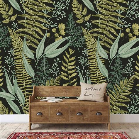 Botanical Greenery Peel and Stick Wallpaper Fern Wallpaper - Etsy