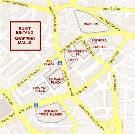 Kuala Lumpur ~ Bukit Bintang Shopping Area Map