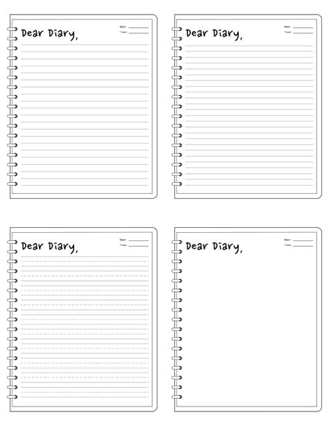 Free Printable Dear Diary Writing Templates