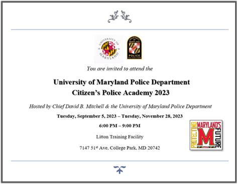 University of Maryland Police Department Citizen’s Police Academy 2023 ...