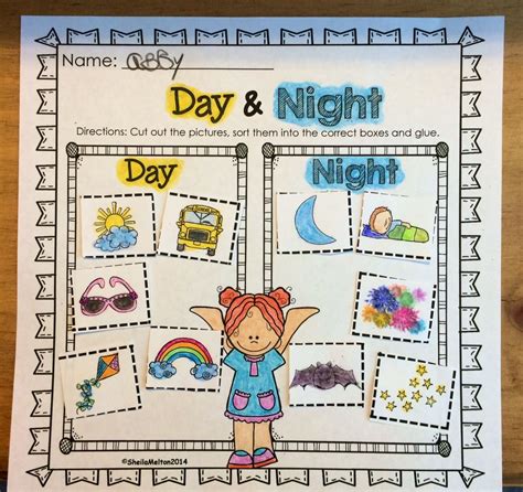 Day and Night Objects in the Sky | Day for night, Kindergarten science ...