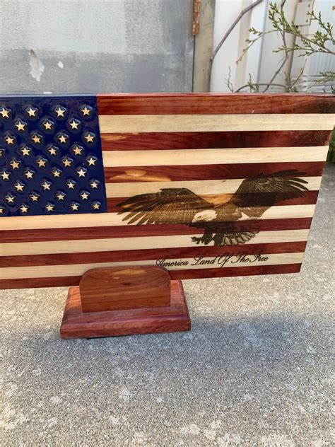 American Eagle Flag American Wooden Flagamerica Land of the - Etsy