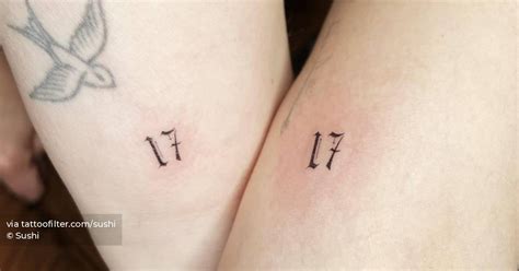 Matching tattoo of the number 17 for Hilary Duff and