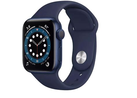 Apple Watch Series 6 GPS 44mm Blue Aluminum with Deep Navy Sport Band ...