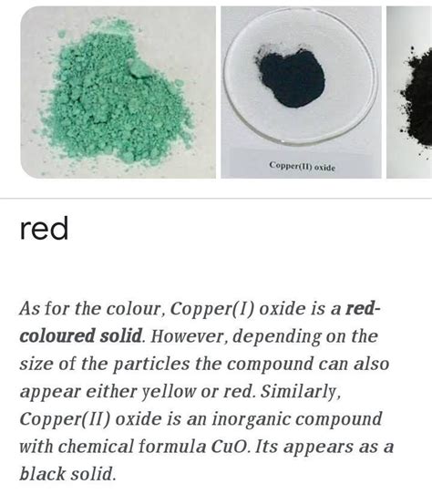 Colour of Copper oxide? Hehehehe - Brainly.in