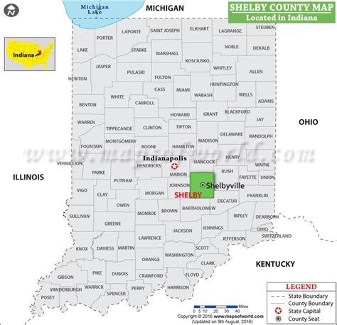 Shelby County Map, Indiana