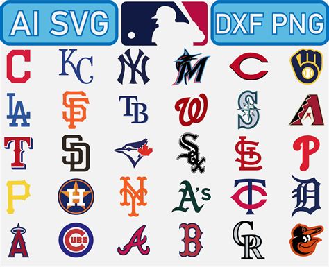 Major League Baseball All 30 Teams Mlb Logo Vector Bundle Ai Etsy ...