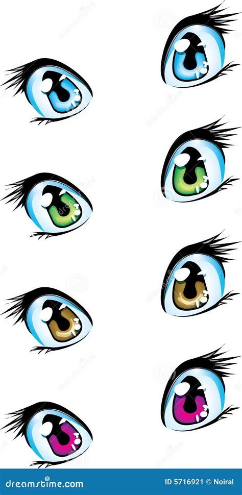 Blue, Green, Brown and Violet Anime Eyes Stock Illustration ...