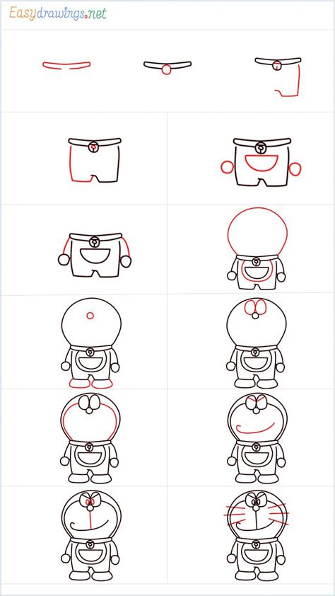 How To Draw Doraemon Step by Step - [2 Examples] + [Video] | Easy ...