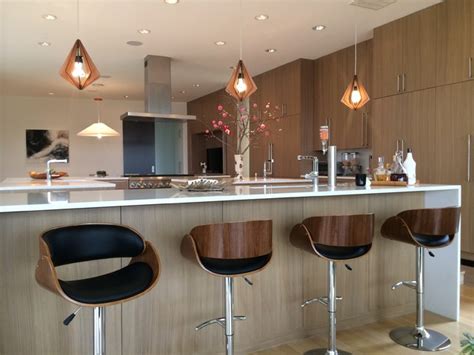 Mid Century Modern pendant lights and bar stools - Modern - Kitchen ...