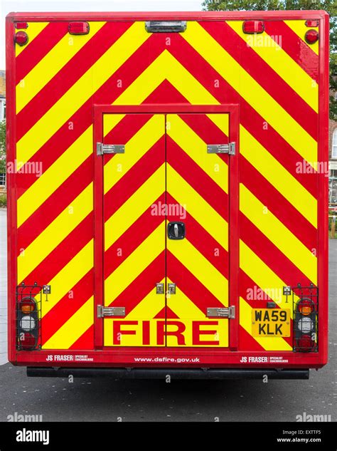 Chevrons on the rear of a Devon and Somerset Fire Rescue Service ...