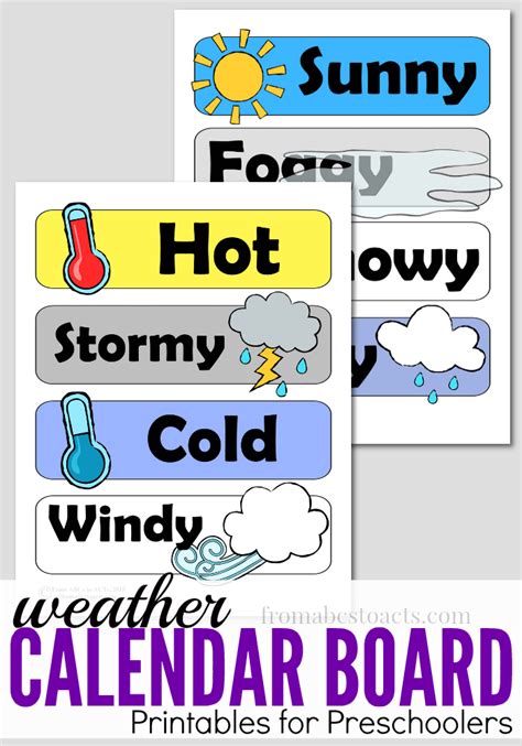 Preschool Calendar Board Weather Printables - From ABCs to ACTs