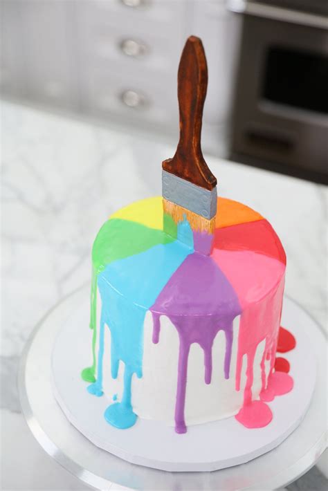 Rainbow Paint Drip Cake | Art birthday cake, Art party cakes, Drip cakes