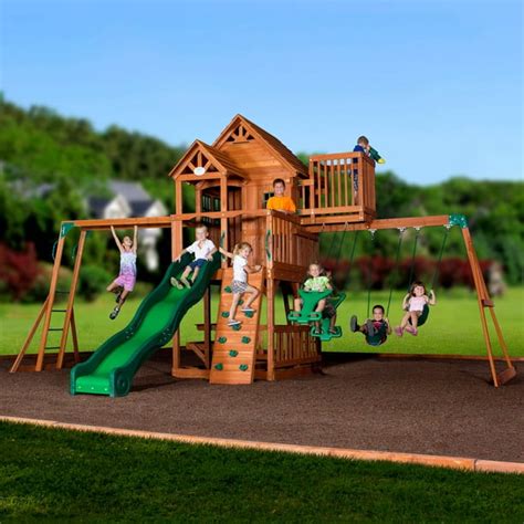 Backyard Discovery Skyfort II Wooden Cedar Swing Set - Walmart.com ...