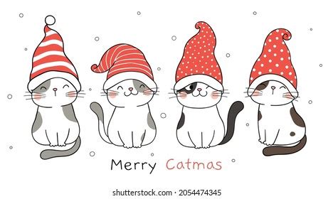 Draw Vector Illustration Banner Cute Cat Stock Vector (Royalty Free ...