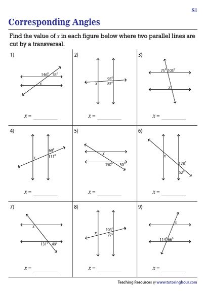 Corresponding Angles Worksheets - Worksheets Library