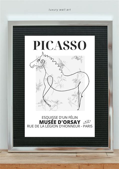 Pablo Picasso Horse Sketch Exhibition Vintage Line Art - Etsy