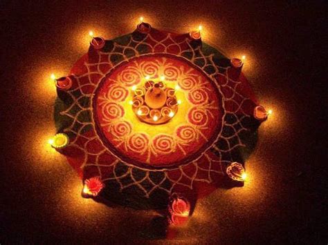 9 Beautiful Diya Rangoli Designs And Patterns | Styles At Life