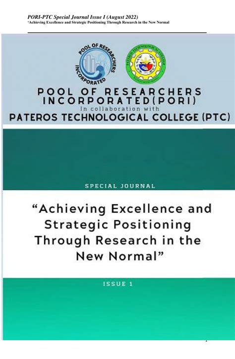 (PDF) PORI-PTC Special Journal Issue I (August 2022) 'Achieving ...