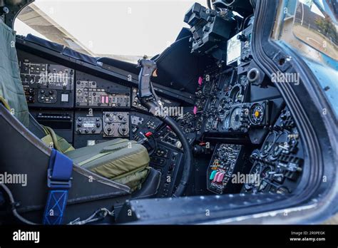 Brno, Czechia - October 08, 2021: Cockpit interior of Mil Mi-24 Hind ...