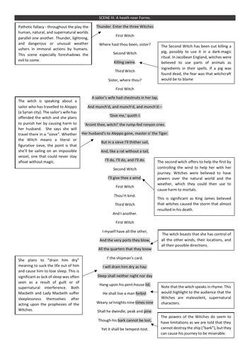 Macbeth Act 1 Scene 3 Annotated | Teaching Resources