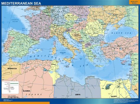 Find and enjoy our Mediterranean Sea Political | TheWallmaps.com