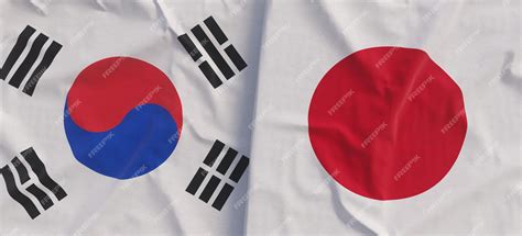 Premium Photo | Flags of South Korea and Japan Linen flag closeup Flag ...