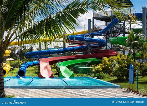 Water Slides In Aquapark Royalty-Free Stock Photography | CartoonDealer ...