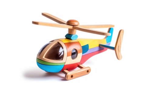 Premium AI Image | A wooden toy helicopter with a rainbow colored front.