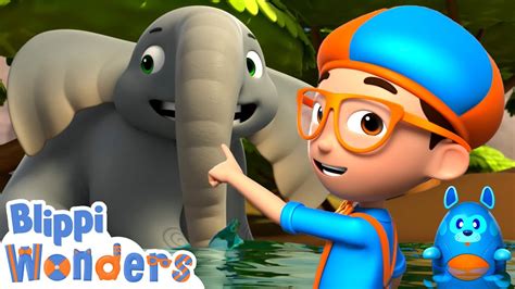 Blippi meets an elephant