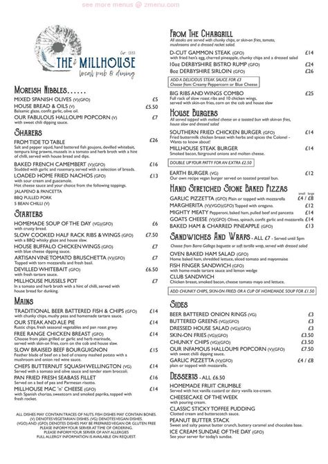 Online Menu of The Millhouse Restaurant, Worksop, United Kingdom, S80 ...