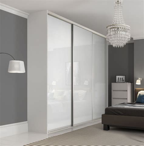 Premium Midi single panel sliding wardrobe doors in Pure White glass ...