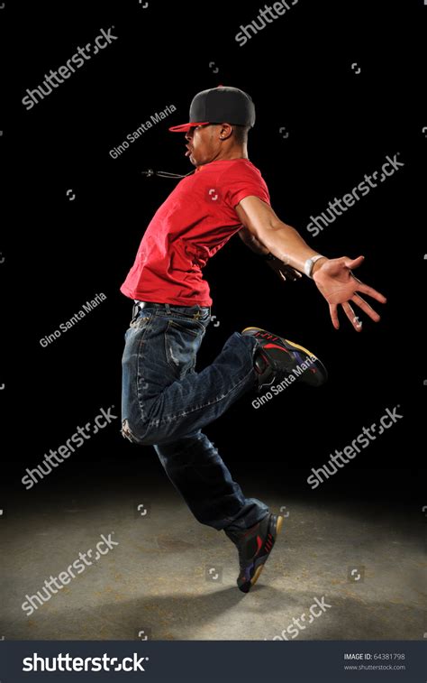 African American Hip Hop Dancer Performing Over Dark Background With ...