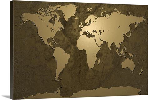 World Map Gold Wall Art, Canvas Prints, Framed Prints, Wall Peels ...