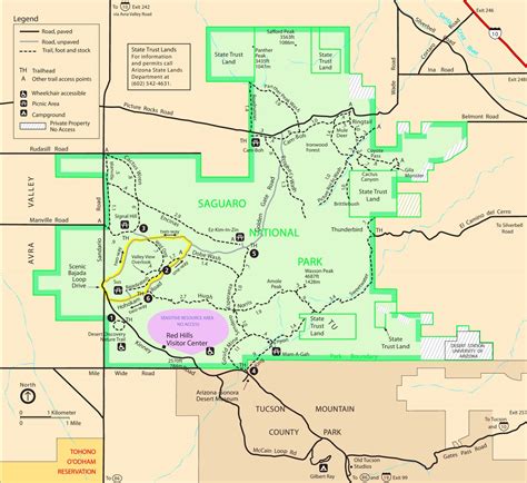 Saguaro National Park West Tucson Mountains trail map - Ontheworldmap.com