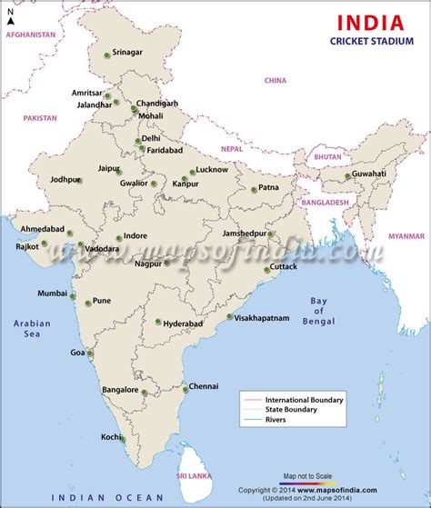 Map Locating Major Cricket Stadiums in India, Map of Cricket Stadiums ...