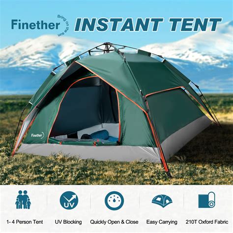 Pop Up Tent, 4-Person Instant Setup Dome Camping Tent, Lightweight Pop ...