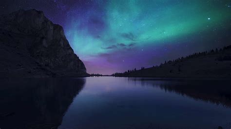 Northern Lights Aurora Borealis Over Lake UHD 4K Wallpaper | Pixelz