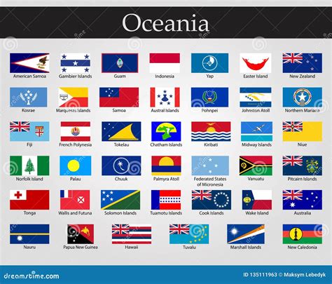 Flags of Oceania, All Countries in Original Colors Stock Illustration ...