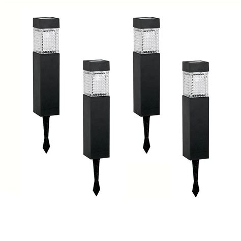 Hampton Bay Black Square Solar LED Pathway Lights (4-Pack) | The Home ...