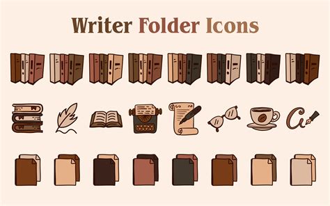 Writer Aesthetic Folder Icons Mac & Windows - Brown Folder Icons