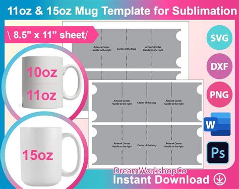 11oz Mug Template 15oz Mug Template Sublimation (Download Now) - Etsy ...