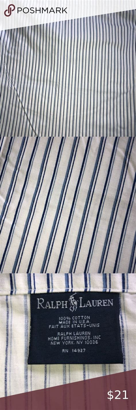 Ralph Lauren Striped Blue White Full Flat Sheet | Blue stripes, Blue ...