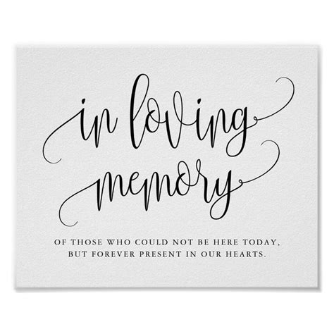 Black Pretty Calligraphy Script In Loving Memory Poster | Zazzle | In ...