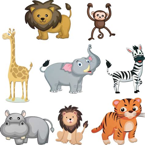 Buy 40 Pieces Zoo Animals Cutouts Jungle Cutouts Animal Cardboard ...