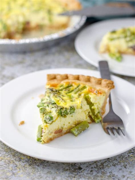 Homemade Ham & Asparagus Quiche - Dishes Delish