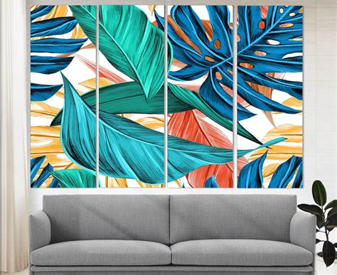 Tropical Flowers Canvas Print Tropical Wall Art Abstract - Etsy