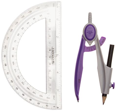 Westcott 2 Piece Math Tools 2 Piece Compass & Protractor Set $.98